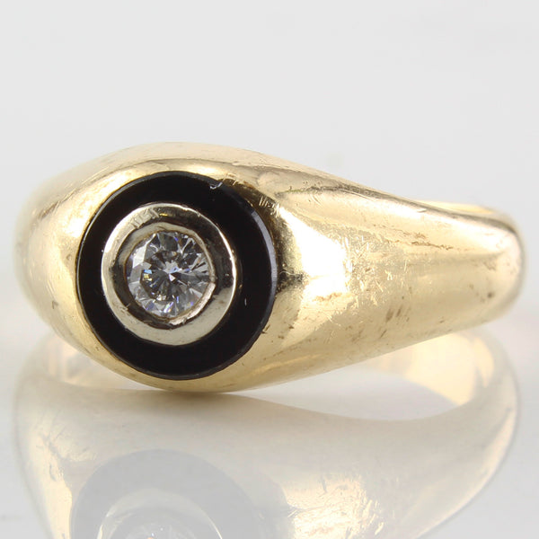 'Birks' Diamond & Black Onyx Signet Ring | 0.12ct, 0.93ct | SZ 9 |