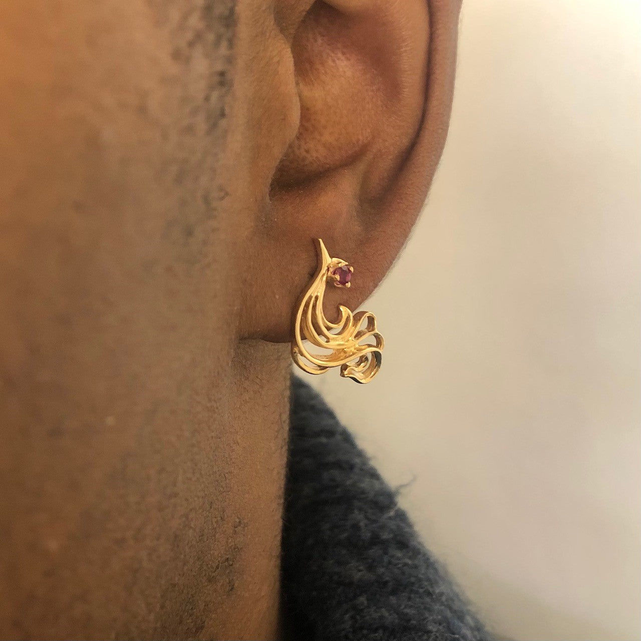Filigree Ruby Phoenix Earrings | 0.20ctw |